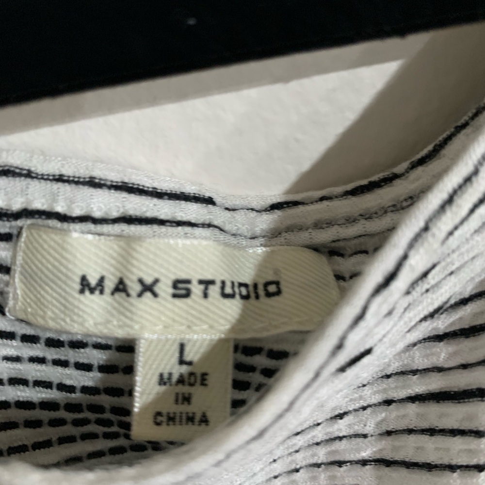 Max Studio White & Black Stripe Knotted flowy A-Line Dress - Women’s size Large - Picture 7 of 10